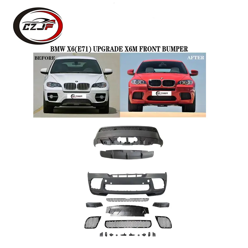 CZJF New Styles PU Material Car Parts Body Kits Front Bumper For BMW X6 E71 Upgrades X6M