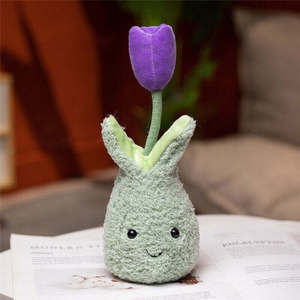 8 couleurs, fleurs de tulipes créatives en peluche de coton vert, jouet en peluche, nouveau design, simulation réaliste, décoration d'étagère - Product Image 5