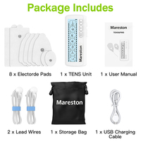 Stimulateur musculaire TENS rechargeable Mareston pour soulager la douleur, appareil TENS et PMS à double canal avec 24 modes pour soulager le dos