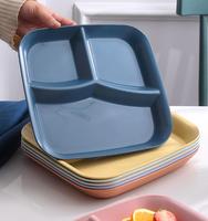 3-Fach Unterteilte Teller mit Modernem Design, Quadratische Kunststoff-Kindergeschirrplatten, Mikrowellengeeignet für Gesunde Ernährung, Gewichtsverlust und Camping