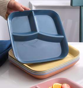 Assiettes Carrées à 3 Compartiments en Plastique, Design Moderne, pour Enfants, Micro-ondables, Idéales pour une Alimentation Saine, la Perte de Poids <span class=keywords><strong>et</strong></span> le Camping - Product Image 4