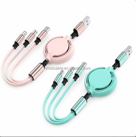 Cable USB Retráctil 3 en 1, Cable de Carga Rápida Multiusos, Tipo C, Micro USB para iPhone, Android, Samsung