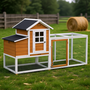 Poulailler PawHut 76 pouces en bois blanc avec plateau coulissant et nichoir, cage extérieure pour animaux - Product Image 2