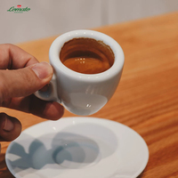 Ensemble de tasses et soucoupes à expresso en céramique blanche ovale, écologiques, durables, pour café professionnel, avec logo personnalisé