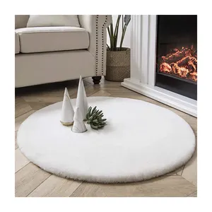 Großhandel benutzer definierte Teppich flauschigen Teppich Kunst kaninchen Pelz Teppich weichen Flor runde Form Pelz Teppich Teppich für Wohnzimmer