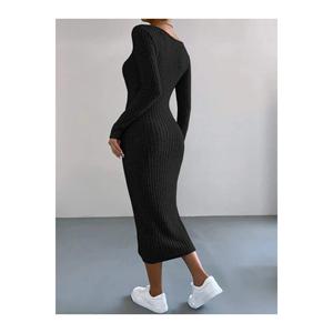 Abito Midi a manica lunga con collo profondo senza maniche e canotta da donna - Product Image 1