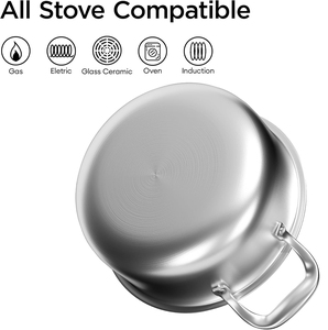 Sartén y Olla de Alta Calidad de Acero Inoxidable Triple con Revestimiento Antiadherente, Apta para Gas e Inducción, Estilo Americano, Apta para Horno - Product Image 4