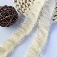 Frange en fausse fourrure de vison 2.0 avec bordure en dentelle, élastique en Spandex/Nylon, anti-chute, duveteuse, pour la décoration de cols de vêtements et de robes