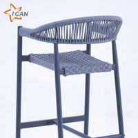 Meubles de bar en corde tissée moderne pour cafés chaises de salle à manger chaise de tabourets de bar en osier et rotin de hauteur pour bistro