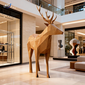 Sculpture de cerf en bois massif abstrait moderne sur mesure, décoration de jardin, art populaire, durable - Product Image 4