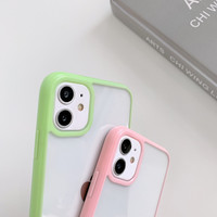 Coque de téléphone pour iPhone 12, coque arrière rigide en acrylique Transparent avec pare-choc en TPU pour iPhone 12 Pro