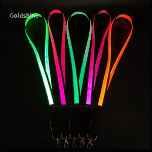 Wholesale Customize Logo Light Up Flashing LED Light TPU Neck Strap Glowing Hanging Cord Rope Lanyards for Party Events