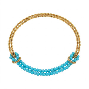 18k Gold Plated Stainless Steel Natural Stone Beaded <b>Bracelet</b> Twisted Chain Adjustable Jewelry for Women - Product Image 5