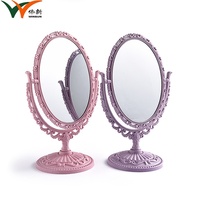 Miroir cosmétique ovale en plastique, cadeau mignon pour fille, miroir de maquillage de bureau bleu, rose, violet, style macaron
