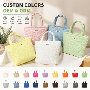 Borsa Tote Trapuntata in Cotone da Donna, Leggera e Capiente con Cerniera, Borsa alla Moda Personalizzabile OEM ODM, Borsa Casual per lo Shopping - Product Image 4