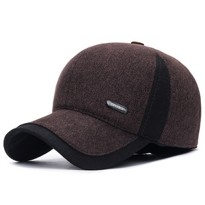 Casquette de baseball <span class=keywords><strong>d</strong></span>'hiver en mélange de laine premium avec logo personnalisé, protection des oreilles, casquette de papa, casquette de golf thermique épaisse pour hommes <span class=keywords><strong>d</strong></span>'âge moyen, coupe-vent - Product Image 6