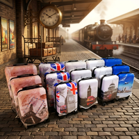 Lot de 12 valises en gros SKD ABS PC imprimées, de 19 à 30 pouces, grand ensemble de sacs de voyage imbriqués, commande en gros pour importateurs