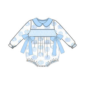 Diseño de Halloween <span class=keywords><strong>Peter</strong></span> Pan Tie Bow Smocked Baby Girl Ropa Baby Bubble Mamelucos - Product Image 3