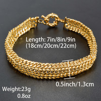 Bracelet chaîne cubaine à double fermoir en laiton électroplaqué sous vide, style hip-hop européen et américain, pour femme, par XF Jewelry