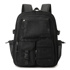 Cross-border Custom Hollow-out Multi-pocket <b>Backpack</b> Large Capacity Student Mesh <b>Backpack</b> <b>Computer</b> Bag Travel Beach Bag - Product Image 5