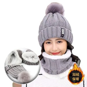 Winter Korean Style Knitted Wool <b>Hat</b> <b>Set</b> With <b>Scarf</b> Fleece Lined Warm Windproof For Women 2 Piece <b>Set</b> 54-56cm - Product Image 5