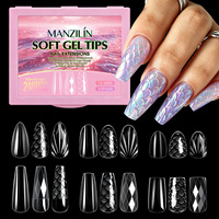 Boîte de 240 faux ongles en gel souple pré-gaufrés, styles variés, motifs écailles de poisson et losanges en relief, extensions d'ongles en gel à couverture complète pour salon de manucure
