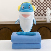 Vente en gros de couverture douce à câliner requin dauphin animal en peluche Kawaii oreiller requin bleu pour enfants cadeau d'anniversaire couverture en peluche