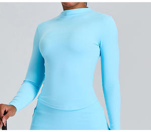 Zomer Dameskleding Hot Sale Fitness Strakke Geplooide Rok Tennispak 2 Stuks Lange Mouw Golf Tennisrokken Sets - Product Image 4