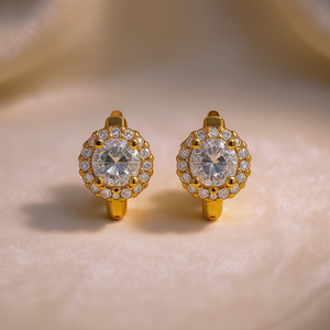 Orecchini Classici in Oro con Diamanti Naturali Taglio Brillante Rotondo, Colore Bianco G, per Uso Quotidiano Femminile E1948 - Product Image 2