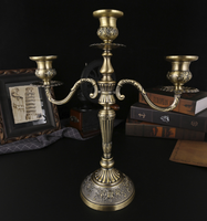 Décoration de table romantique pour la maison, candelabre à 3 bras pour bougies coniques