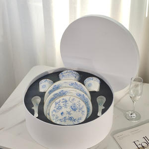 Service de table de luxe en porcelaine fine avec incrustations dorées, série D européenne, motif Étoile porte-bonheur, 10 pièces, avec coffret cadeau - Product Image 2