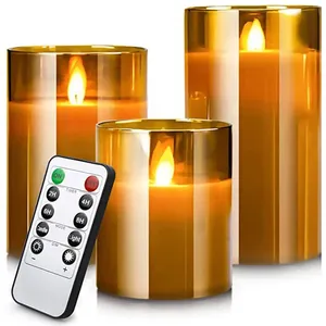 LED Lights for Home Electronic Candle LED Candle Decoration LED Glass Candle Full Set Remote Control Timer for Christmas Wedding