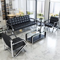 Chaise d'attente moderne en cuir en forme de L avec structure métallique pour réception publique, bureau, hall, clinique, hôpital, salon de coiffure, salon de beauté, centre commercial