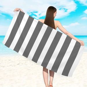 Serviette de plage en microfibre à rayures de qualité supérieure, super absorbante, séchage rapide, sans sable - Product Image 3