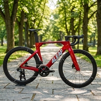 Bicicleta de Carretera de Carbono 700C con Frenos de Disco, Grupo Shimano 105 Di2, Pedales Ordinarios, Ligera