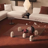 Table basse en marbre naturel de Carrare et travertin, style minimaliste moderne italien, pour mobilier de maison, grand appartement, pièce témoin