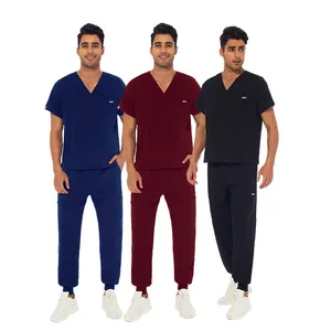 2024 Classic Men's Medical Scrubs Nurse Uniform Wholesale Scrubs Suit Jogger Hospital Washable Customized Set Medical Scrubs