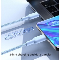 Câble de données USB-C vers USB-C tressé cinq couleurs, charge rapide PD 60W pour iPhone 17 16 15 Pro Max