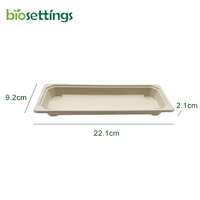 Plateau en fibre de canne à sucre biodégradable, plateaux à sushi écologiques, plateau à sushi rectangulaire avec couvercle