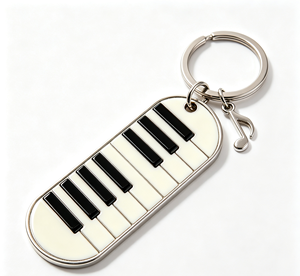 <b>Custom</b> Piano Key Metal Key Chain Silver Plated Enamel <b>Dog</b> <b>Tag</b> Keyring Musical Note Gift - Product Image 3