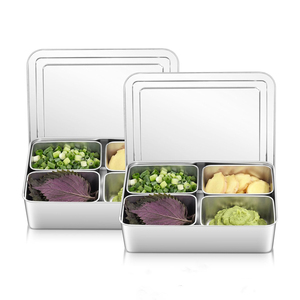 Contenitore per Condimenti e Spezie in Acciaio Inox a 4 Scomparti, Lavabile in Lavastoviglie, Stile Yakumi - Product Image 1