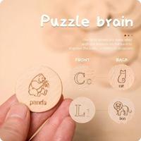 Tableau de reconnaissance des lettres en bois de hêtre sculpté, pièces en forme d'animaux, ensemble de puzzle éducatif pour l'apprentissage précoce des 26 lettres pour enfants