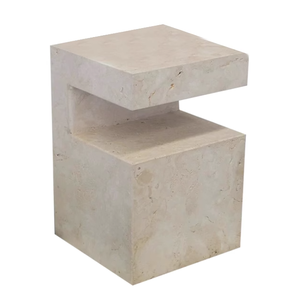 Bàn đá nhỏ hình vuông tối giản kiểu dáng Travertine Master <span class=keywords><strong>Design</strong></span>, trang trí sân vườn ngoài trời, bàn góc - Product Image 5