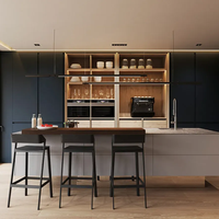 Conception d'intérieur 3D personnalisée en usine pour cuisine moderne, armoires de maison entières, solutions complètes en bois massif pour la maison