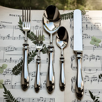 Ensemble de couverts en acier inoxydable avec couteau, fourchette et cuillère, couteaux, fourchettes et cuillères de table forgés haut de gamme, cuillères de service pour buffet