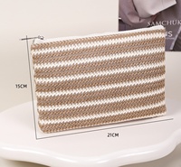 Pochette cosmétique vintage à motif tissé noir et blanc, pochette de maquillage géométrique, mini étui de voyage pour bijoux, organiseur pour femmes