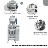 Machine d'emballage automatique de poudre à 6 voies, 120-240 BPM, dosage par vis sans fin pour poudre, épices, café, granulés fins, sachets