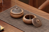 Brûleur d'encens moderne en noyer, vente chaude, brûleur à fumée en bois d'intérieur, brûleur d'encens rond, décoration de salon de thé