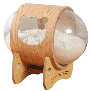 Cama para Gatos con Forma <span class=keywords><strong>de</strong></span> Cápsula Espacial Transparente, Estructura <span class=keywords><strong>de</strong></span> Escalada para Gatos, Cápsula <span class=keywords><strong>de</strong></span> Acrílico y Madera Maciza, Apta para Todas <span class=keywords><strong>las</strong></span> Estaciones, Juguete para Mascotas - Product Image 1