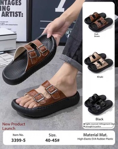 Sandales d'été pour hommes en cuir imprimé croco à double boucle, respirantes, antidérapantes, à plateforme épaisse, décontractées, pour l'extérieur - Product Image 6